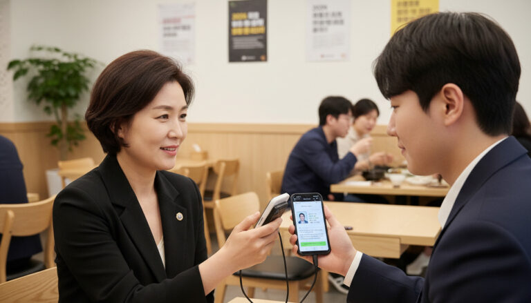 2026 식품위생법 개정안 처분 기준에 따라 신분증을 확인하는 모습